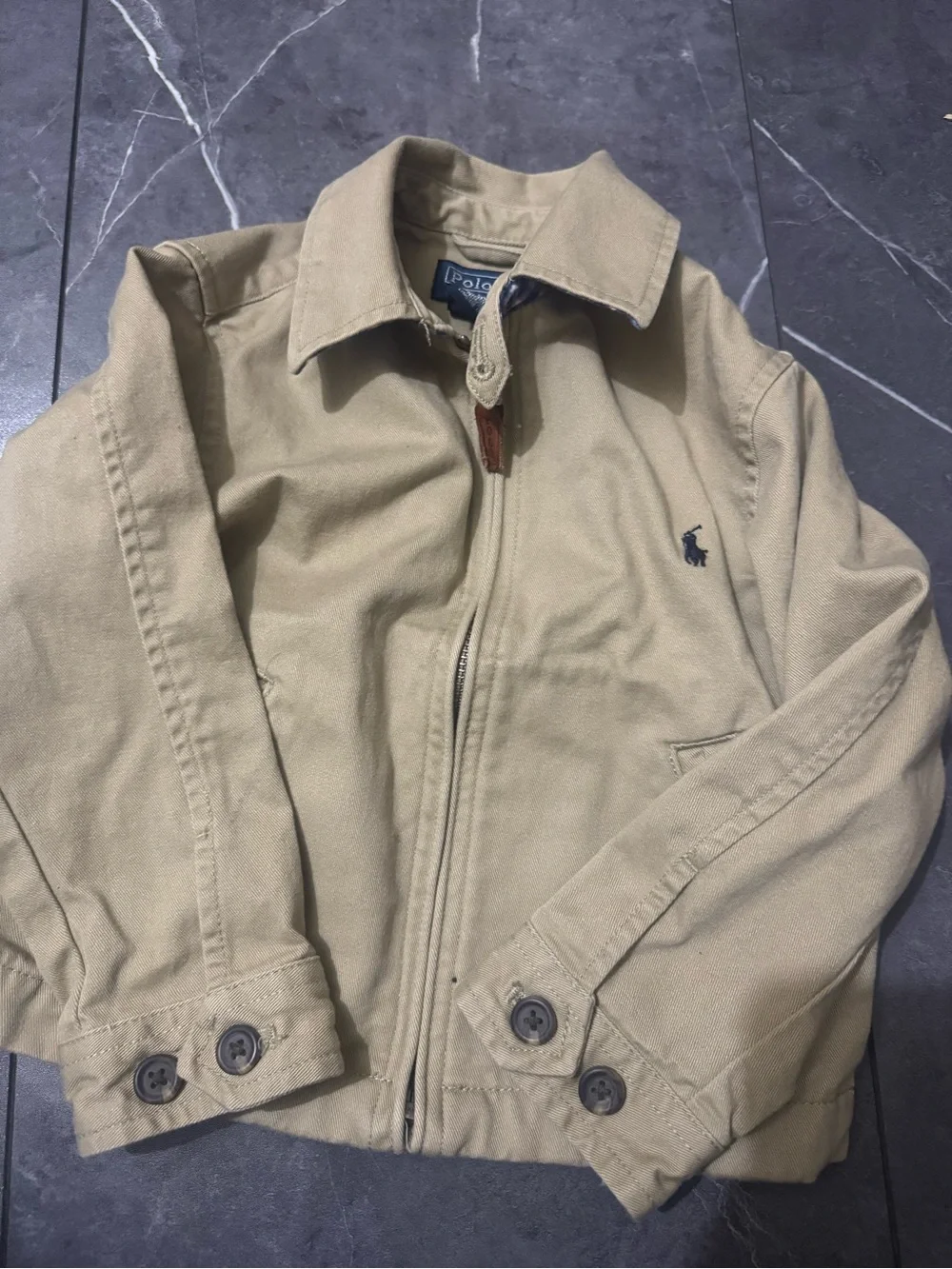 Polo by Ralph Lauren Khaki Jacket with Blue Plaid Lining